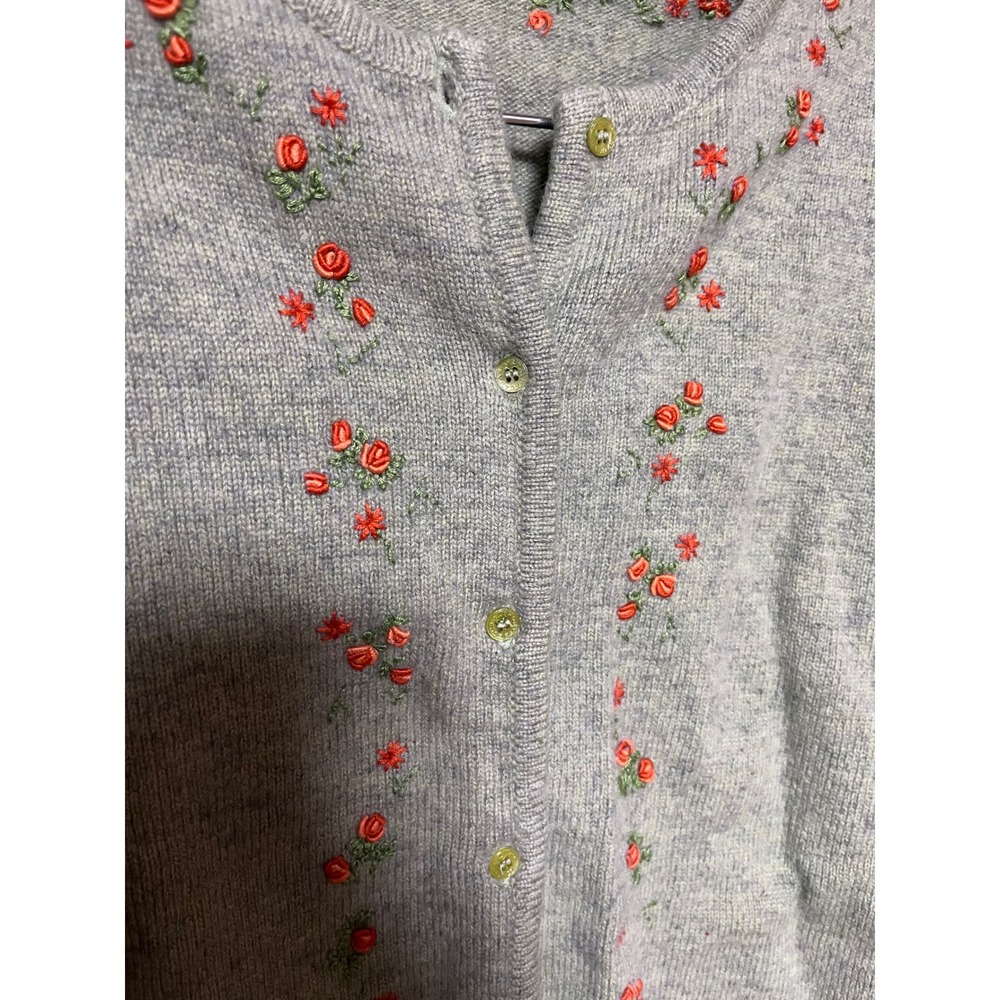 Escada Sport Womens XL Sage Green 100% New Wool Floral Embroidered Cardigan - Picture 5 of 5